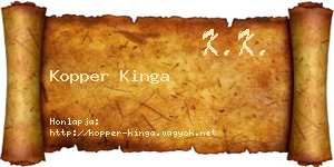 Kopper Kinga névjegykártya